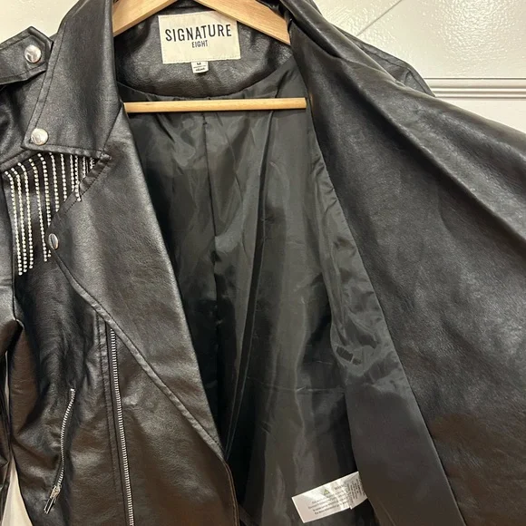 Signature 8 Vegan Leather Rhinestones Fringe Jacket Swiftie Jacket size medium - Picture 9 of 10